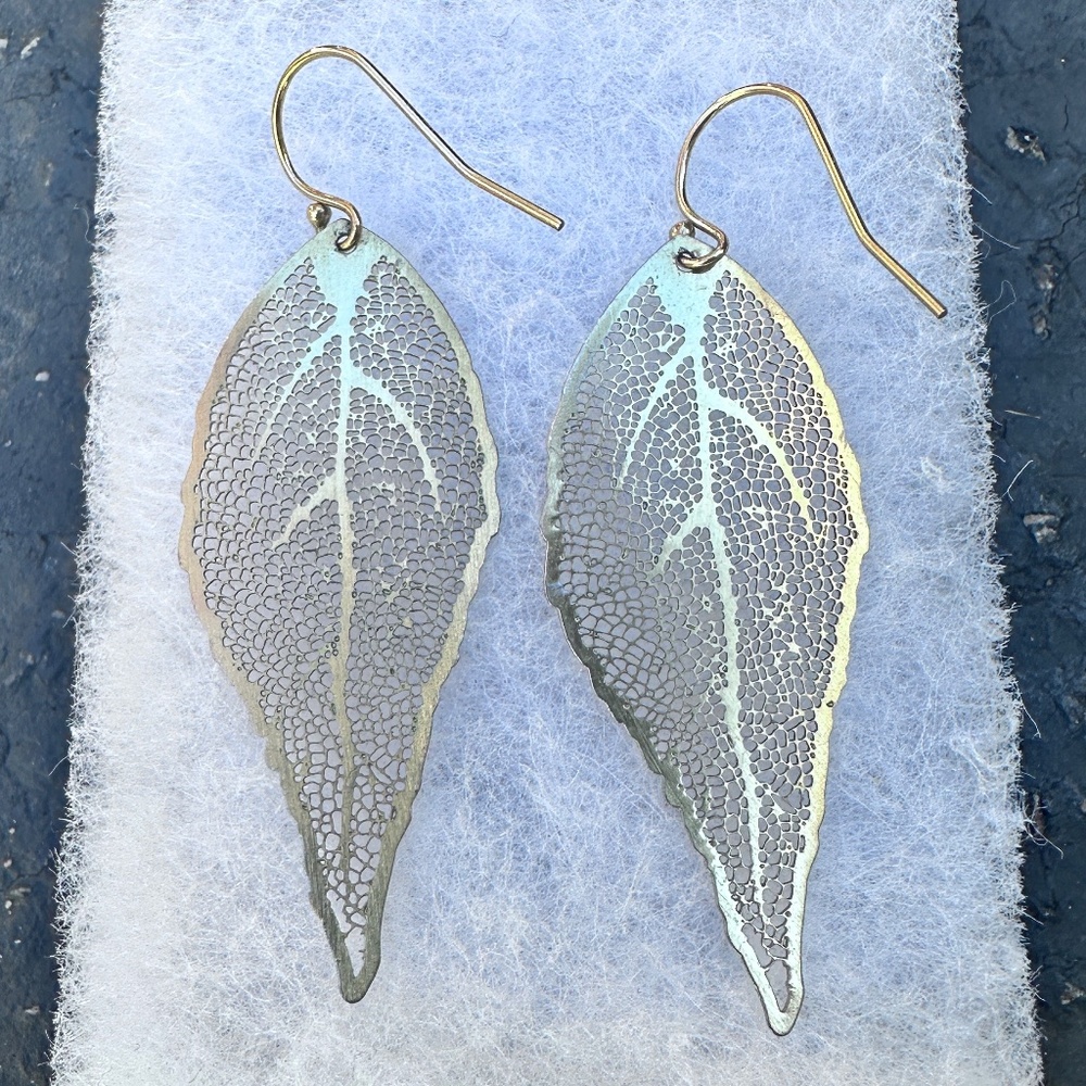 Autumn Leaf earrings, lightweight, 2” gold